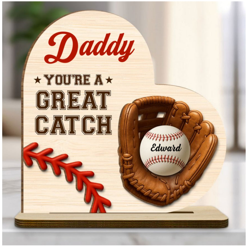 Best Baseball Dad - Personalized Custom 2-Layer Wood Plaque With Flat Base