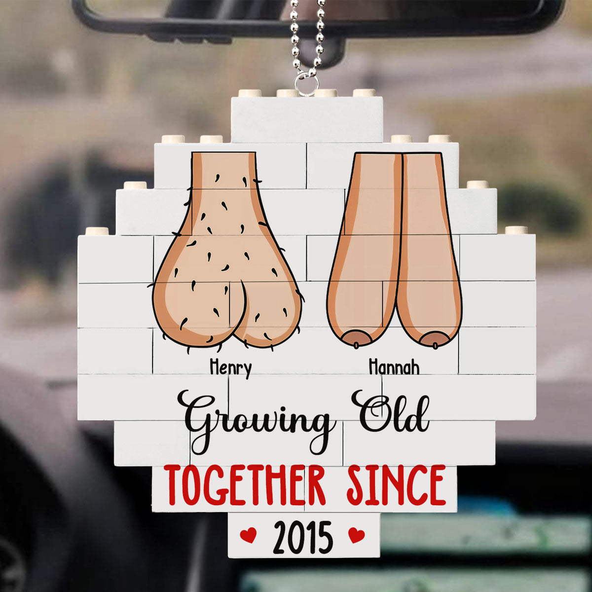 Grow Old With You - Personalized Custom Puzzle Car Ornament