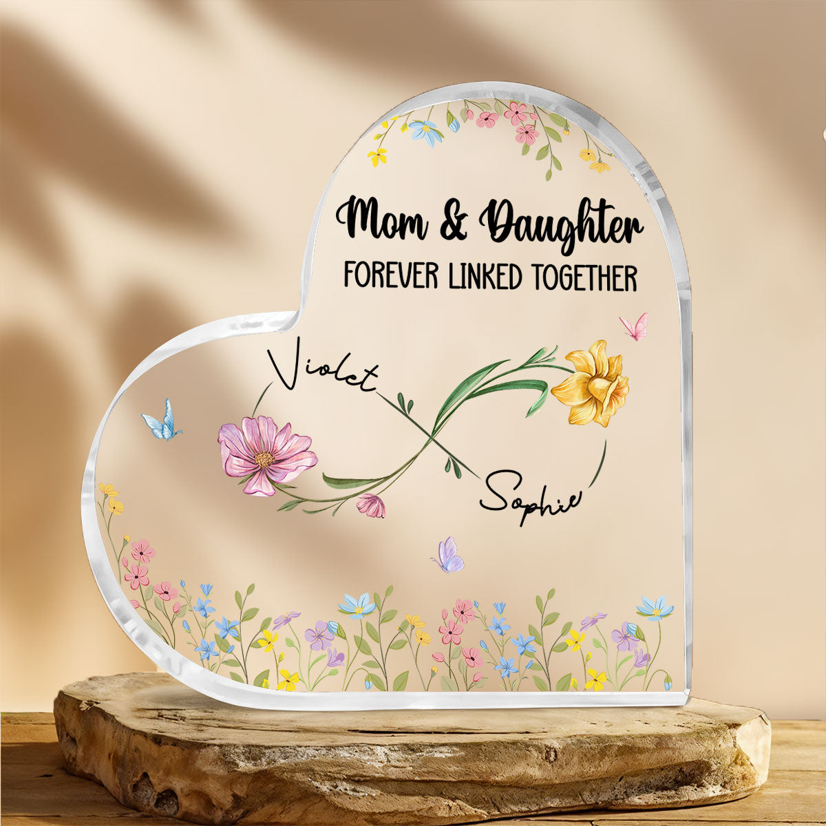 Mother And Daughter Forever Linked Together - Personalized Custom Acrylic Plaque