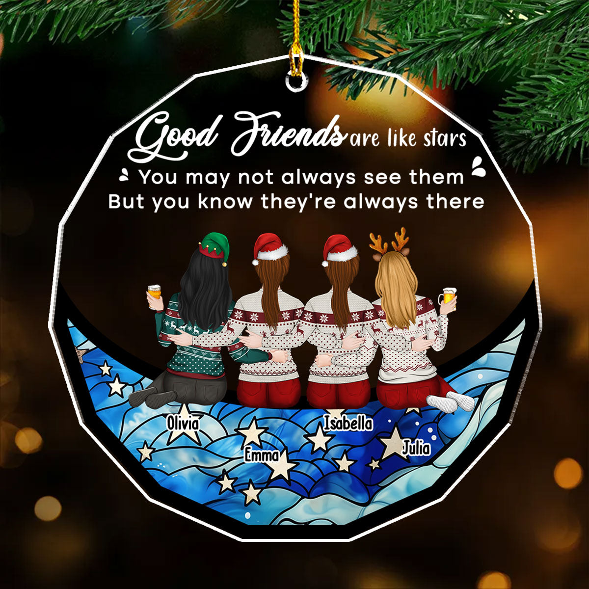 Friends Are Star - Personalized Custom Acrylic Ornament