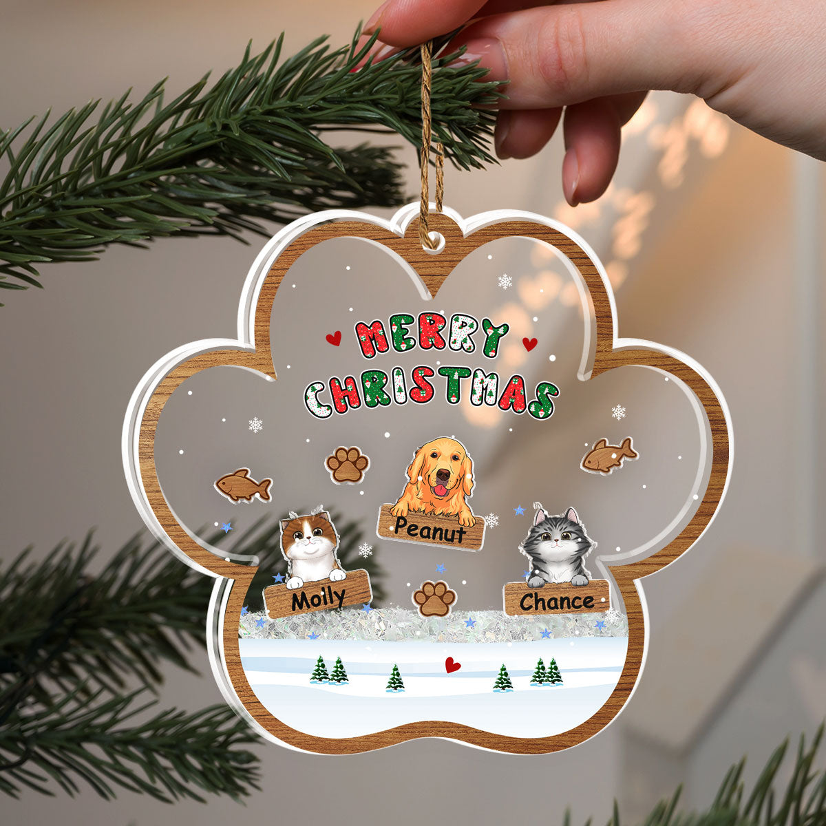 Merry Christmas Ver Pet - Personalized Custom Acrylic Shaker Ornament