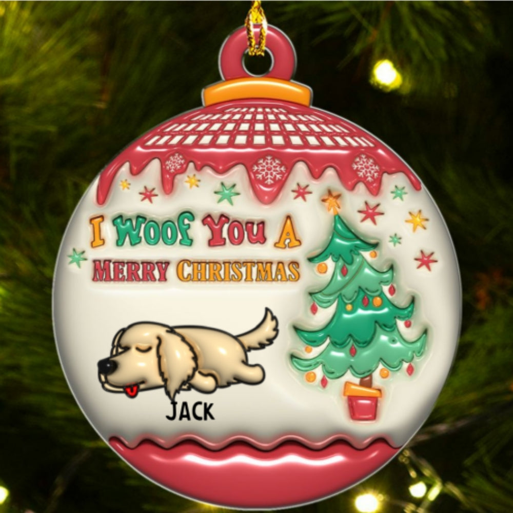 We Woof You Merry Christmas - Personalized Custom 3D Inflated Effect Acrylic Ornament