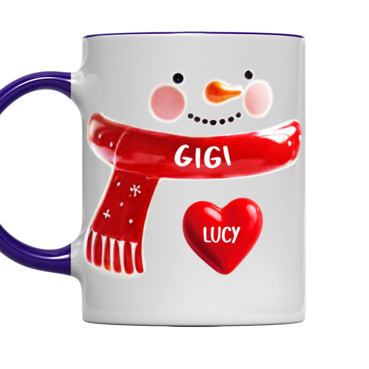 Snowman Grandma - Personalized Custom 3D Inflated Effect Accent Mug