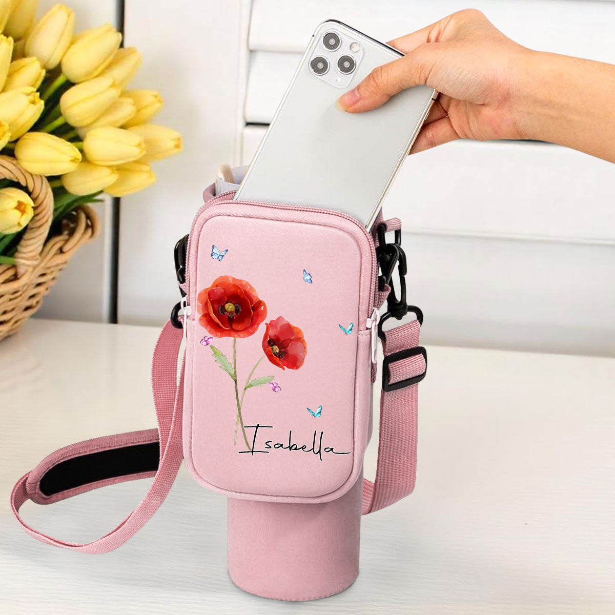 You Are The Most Beautiful Flower - Personalized Custom 40oz Water Bottle Carrier Bag