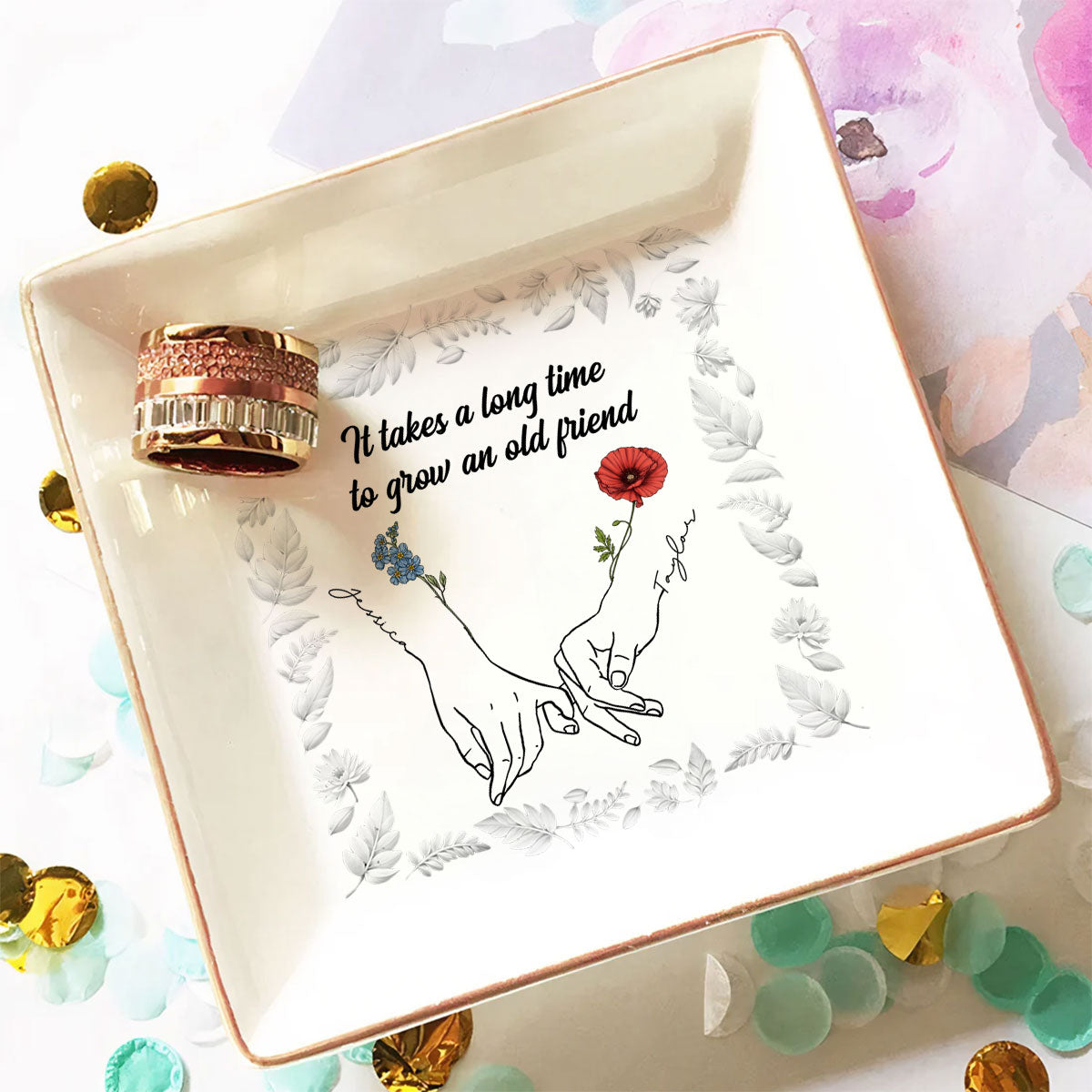 It Takes A Long Time - Personalized Custom Jewelry Dish