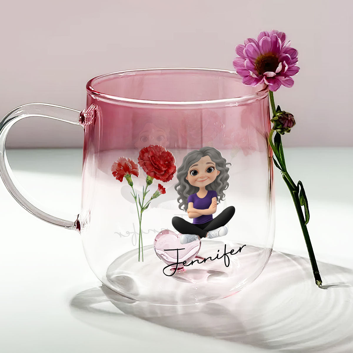 You Are Beautiful Flower - Personalized Custom Pink Gradient Glass Mug