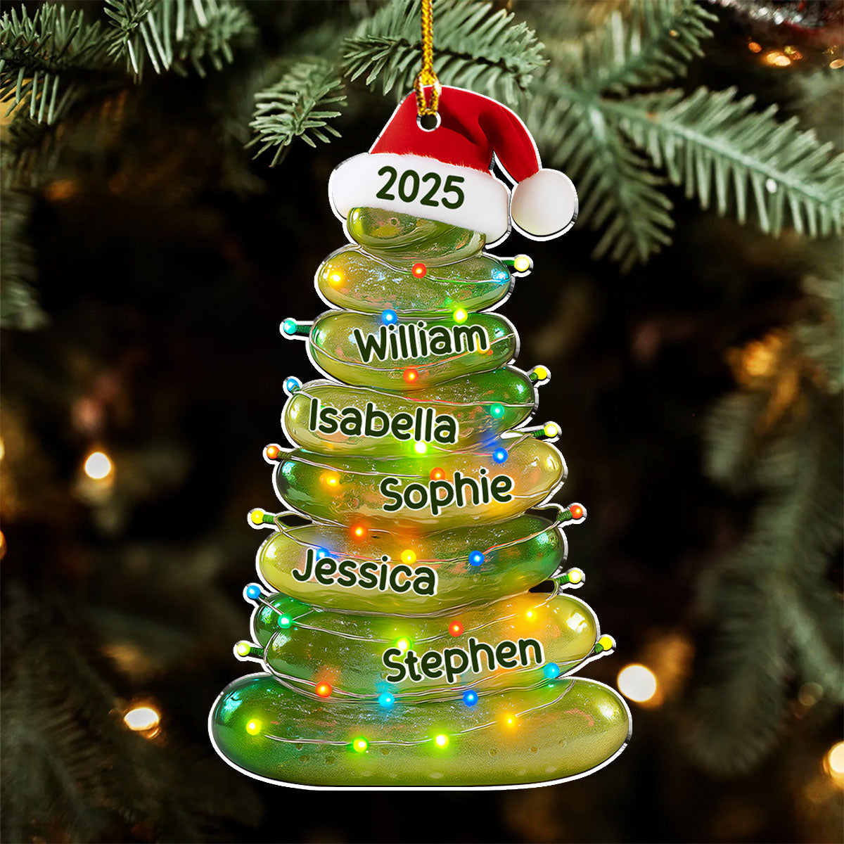Glass Pickle Family Name - Personalized Custom Acrylic Ornament