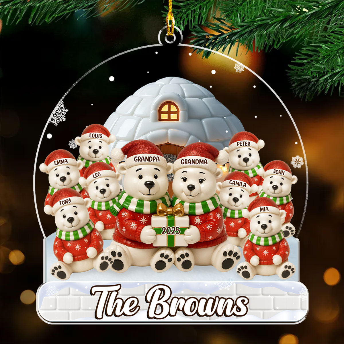 Holly Jolly Family Time - Personalized Custom Acrylic Ornament