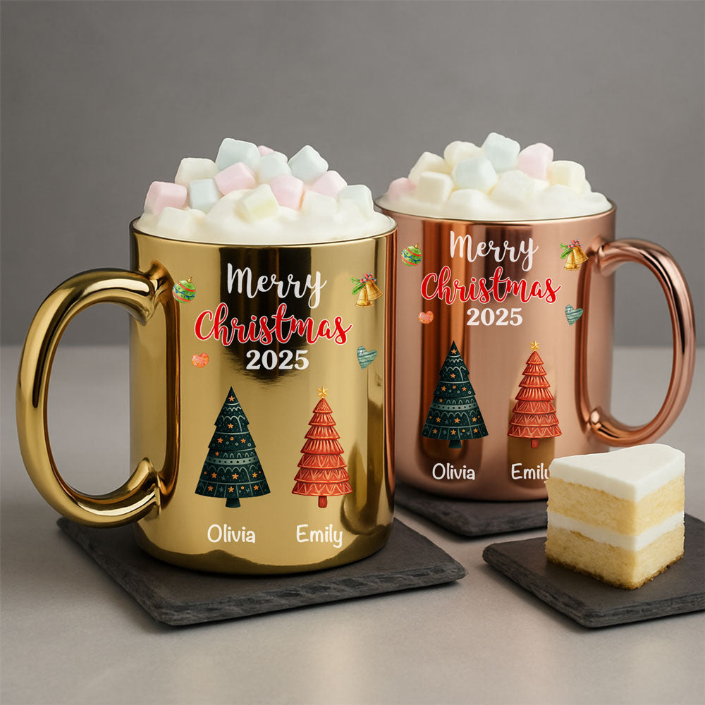 Merry Christmas 2025 - Personalized Custom Metallic Mug