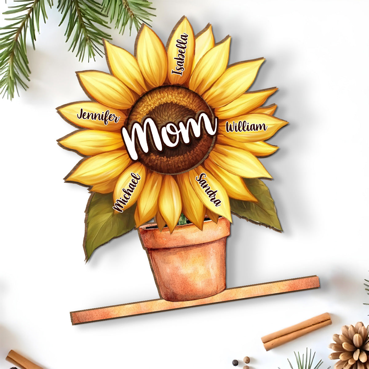 Grandma Sunflower - Personalized Custom 2-Layer Wood Plaque With Flat Base