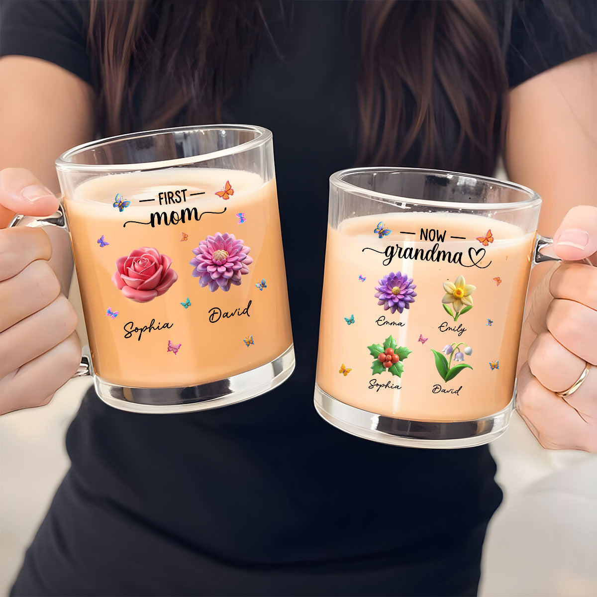 Grandma Birthmonth Flower - Personalized Custom Glass Mug