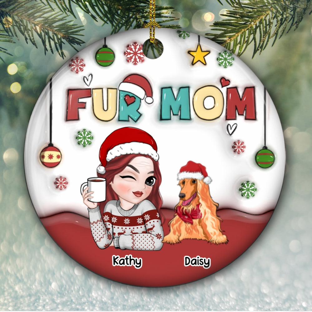 Mom Of Pets- Personalized Custom 3D Inflated Effect Ceramic Ornament