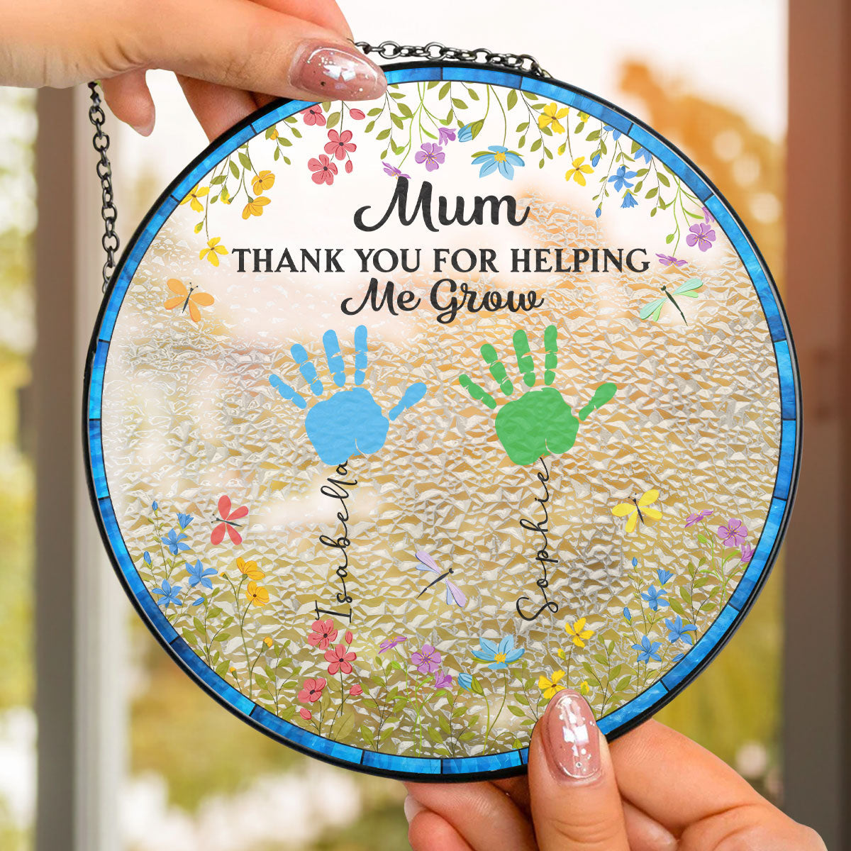 Helping Us Grow - Personalized Custom Window Hanging Suncatcher