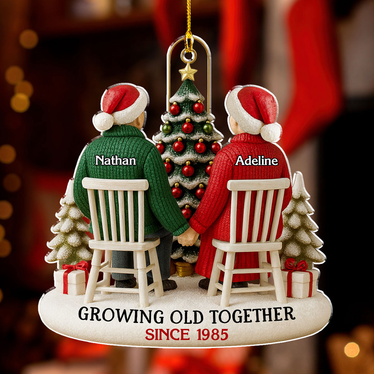 Couple Growing Old Together - Personalized Custom Acrylic Ornament