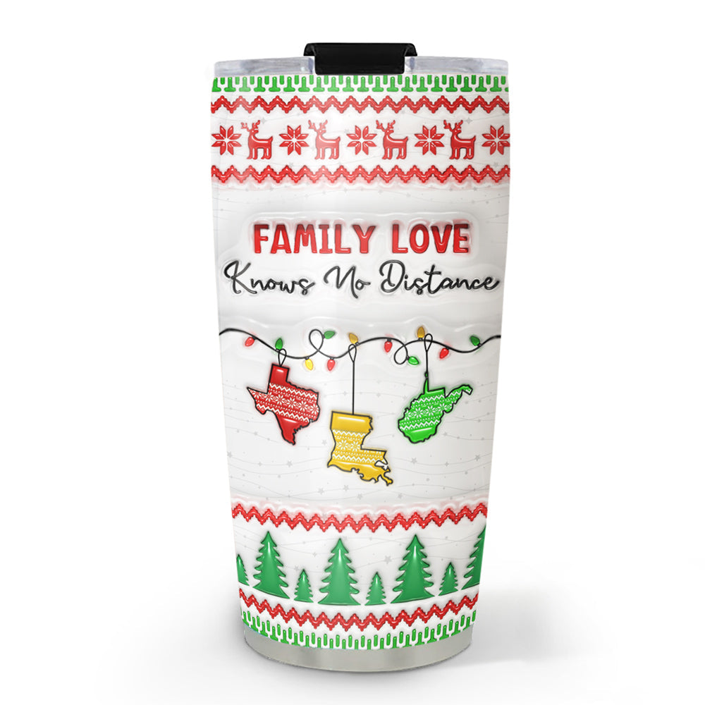 Family Love Knows No Distance - Personalized Custom 3D Inflated Effect Tumbler