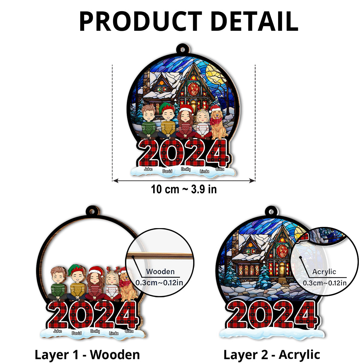 Christmas Is A Time For Family - Personalized Custom Suncatcher Ornament