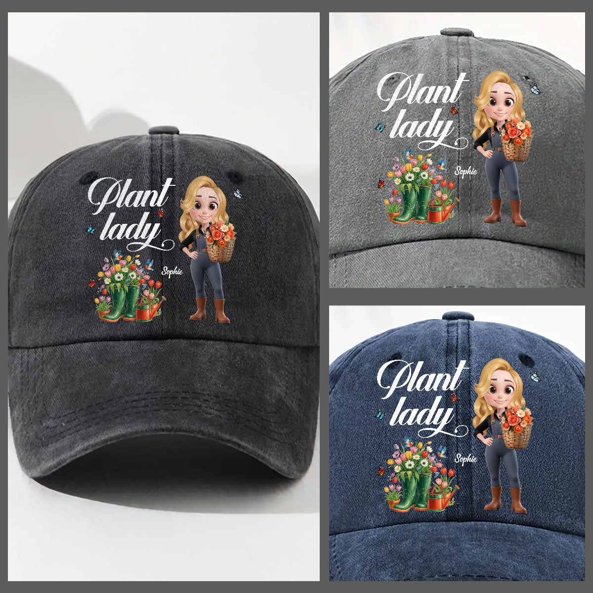 Plant Lady - Personalized Custom Vintage Washed Denim Cap