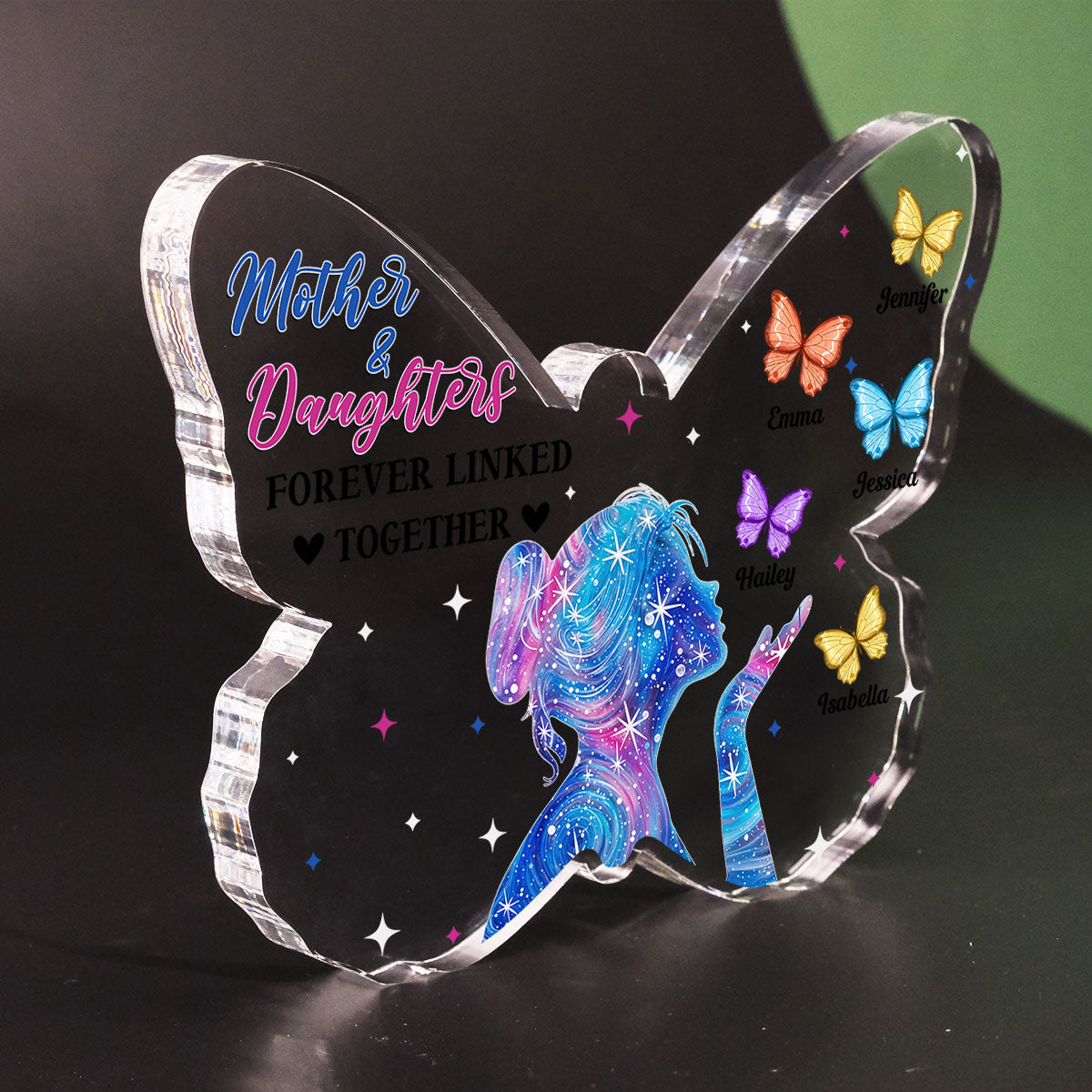 Mother And Daughters Forever Linked Together - Personalized Custom Acrylic Plaque