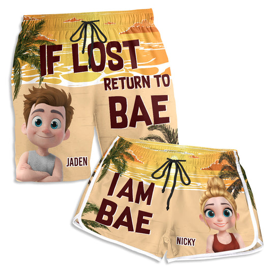 Lost In The Sunshine - Personalized Custom Couple Beach Shorts