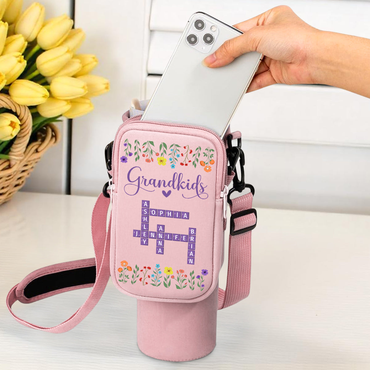Love My Grandkids Crossword - Personalized Custom 40oz Water Bottle Carrier Bag
