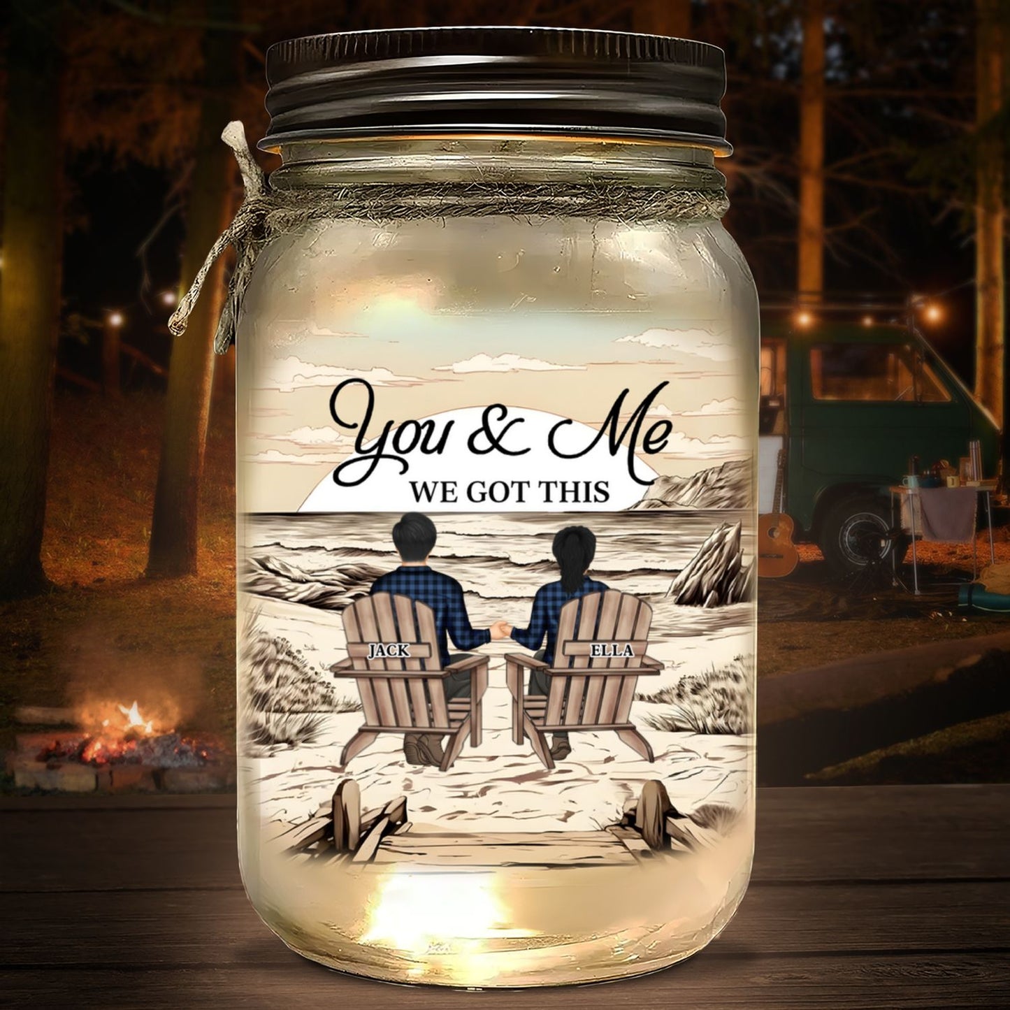 You & Me We Got This - Personalized Custom Mason Jar Light