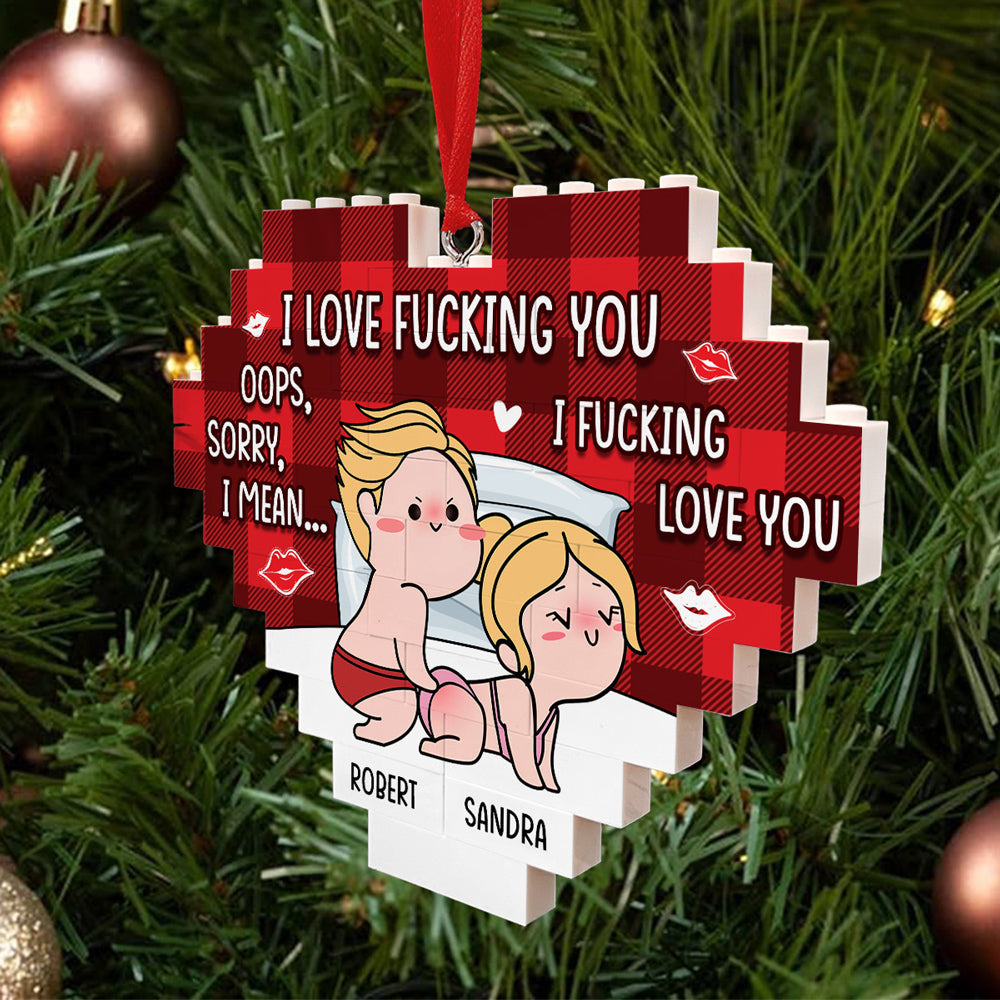 I Fucking Love You - Personalized Custom Heart Puzzle Ornament
