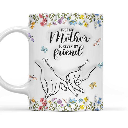 First My Daughter Forever My Friend Flower Version - Personalized Custom 3D Inflated Effect Mug