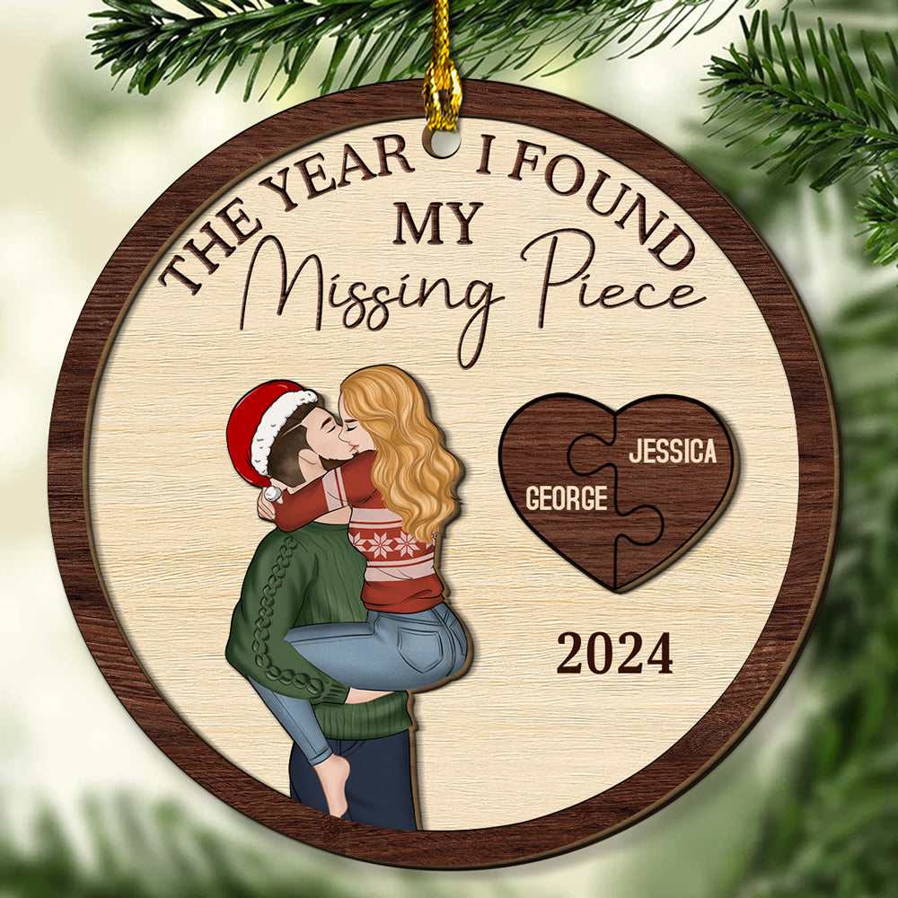 The Year I Found My Perfect Match - Personalized Custom Freeshape 2-Layered Wood Ornament