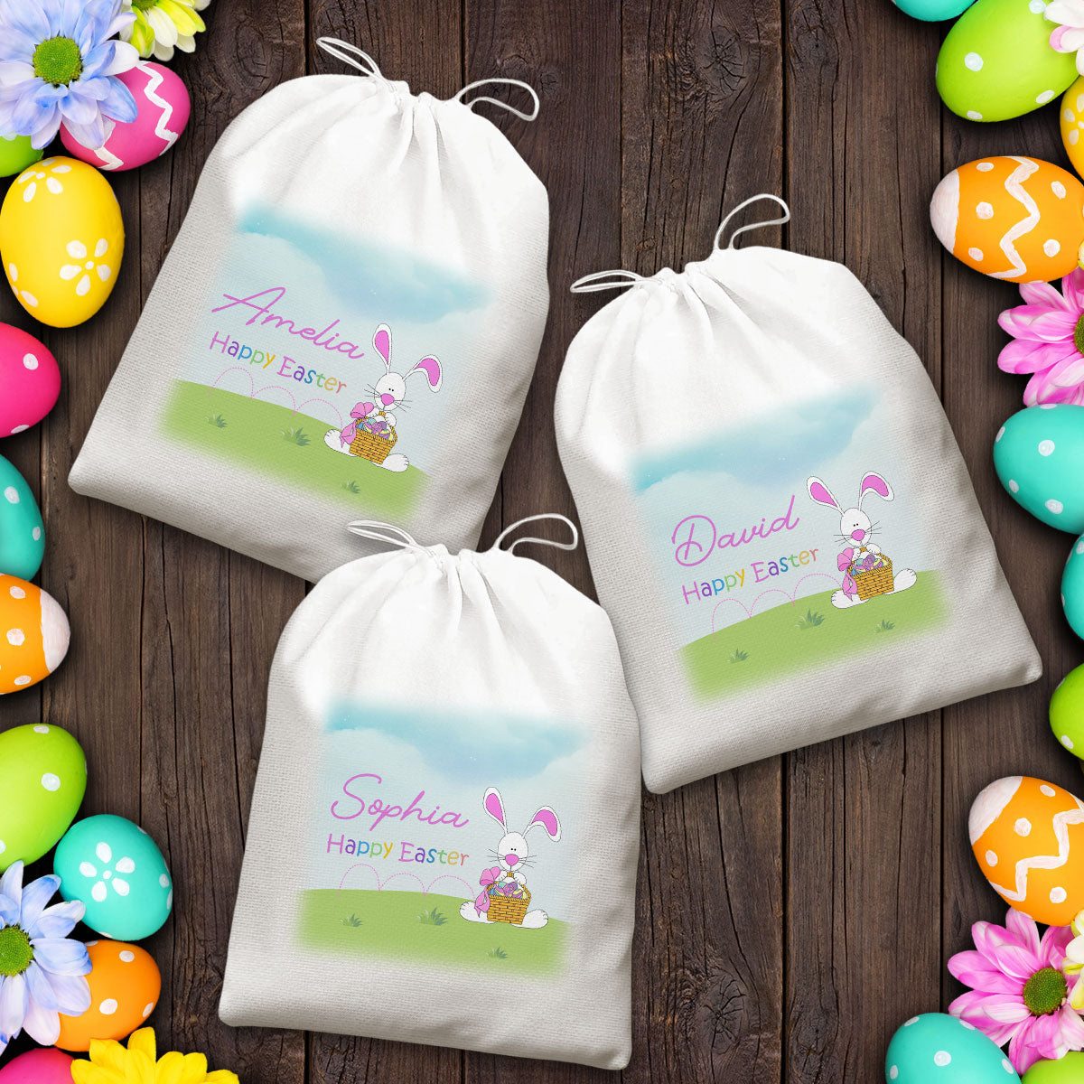 Happy Easter Colorful - Personalized Custom Favor Bag