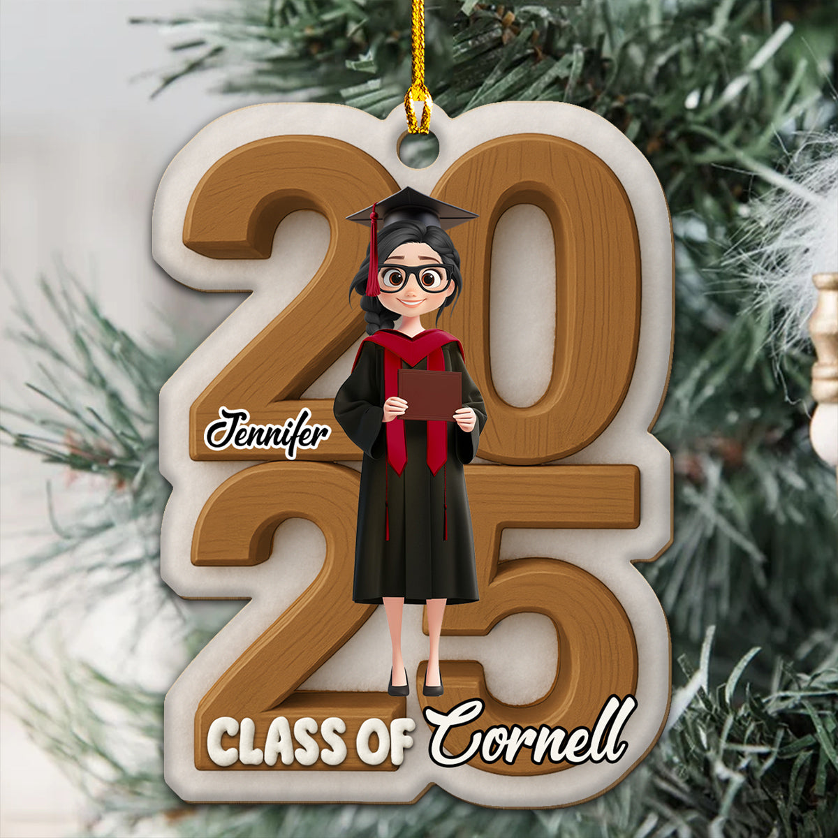 Graduated This Year - Personalized Custom 3D Effect Wood Ornament