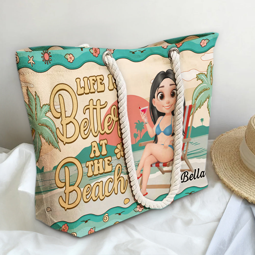 Just A Girl Who Loves Beaches - Personalized Custom Beach Bag