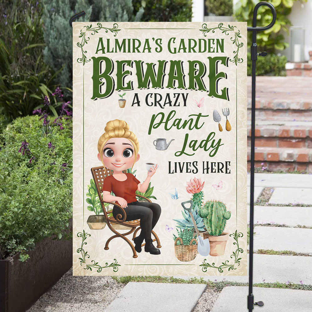 Plant Lady Lives Here - Personalized Custom Flag