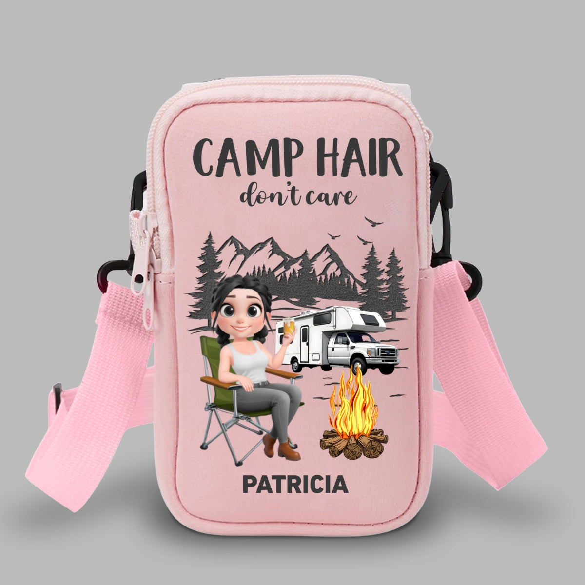 Camp Hair Do Not Care - Personalized Custom Water Bottle Carrier Bag