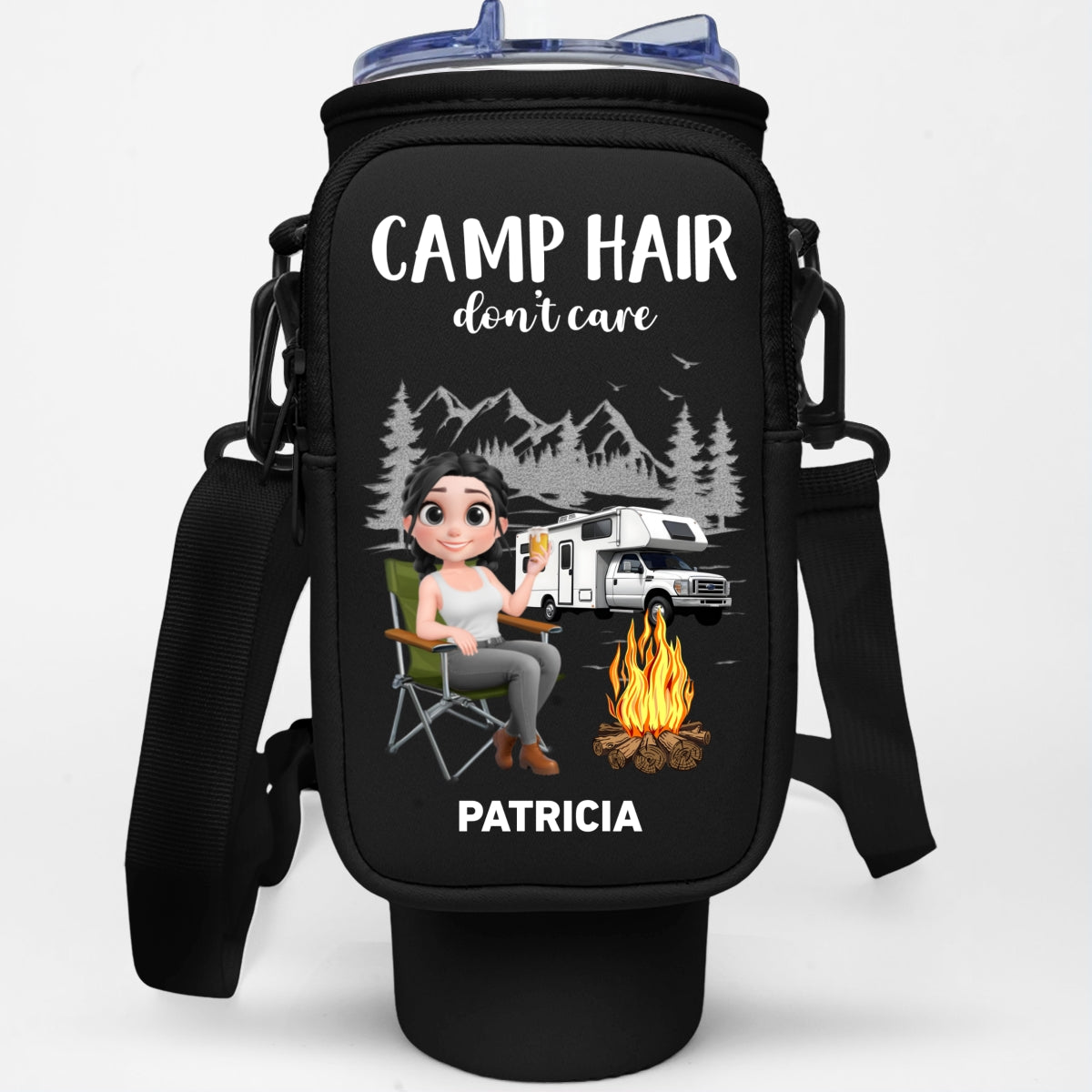 Camp Hair Do Not Care - Personalized Custom Water Bottle Carrier Bag