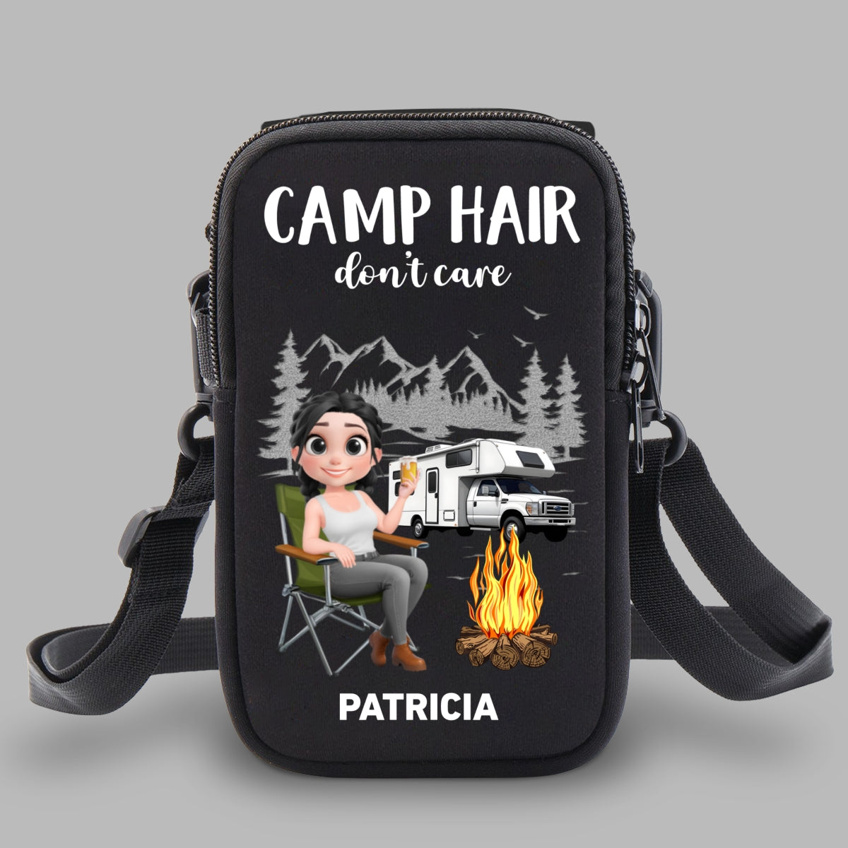 Camp Hair Do Not Care - Personalized Custom Water Bottle Carrier Bag