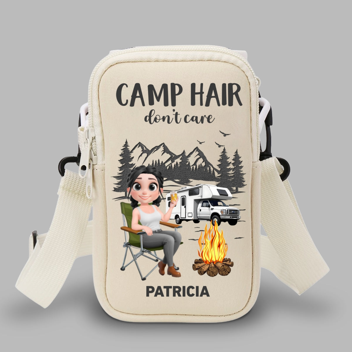 Camp Hair Do Not Care - Personalized Custom Water Bottle Carrier Bag