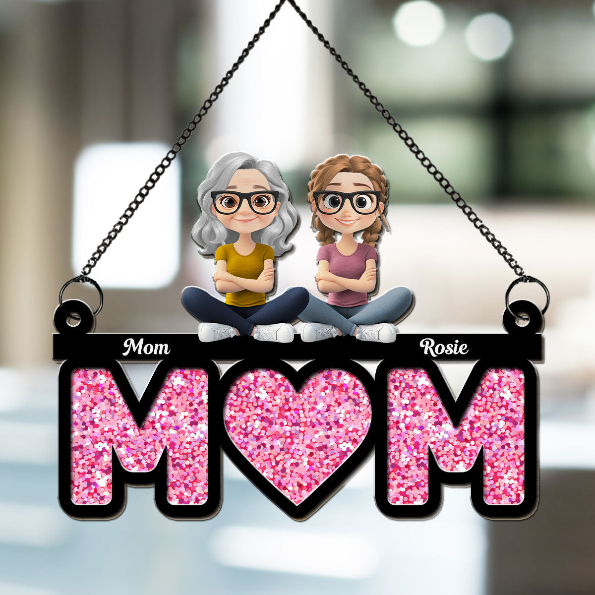 We Love You Mom - Personalized Custom Suncatcher