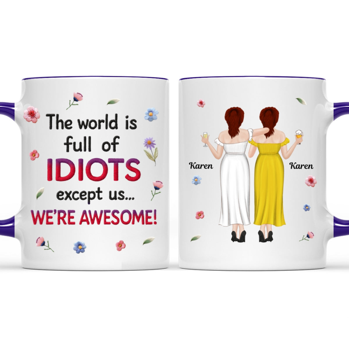 Awesome Besties - Personalized Custom Accent Mug