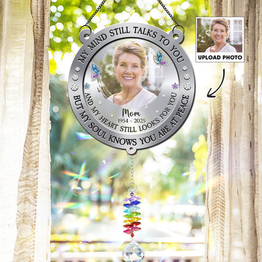 Mind Heart My Soul - Personalized Custom Suncatcher With Crystal Rainbow Charm