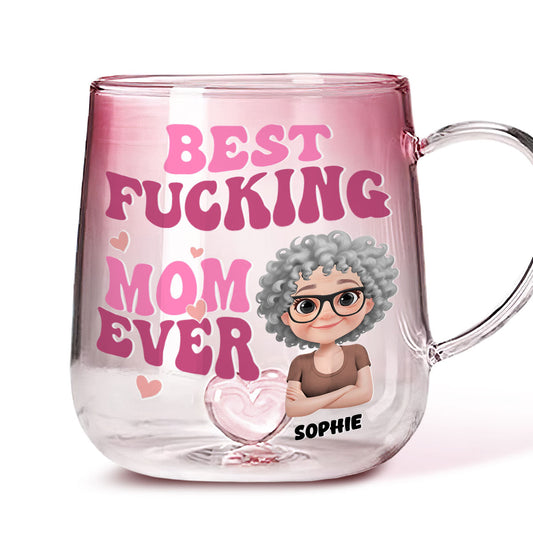 Best Mom Ever - Personalized Custom Pink Gradient Glass Mug