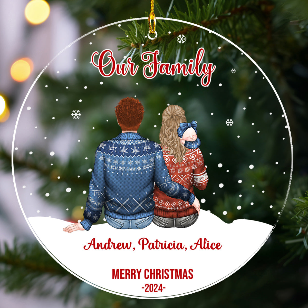 Happy Christmas Family 2024 - Personalized Custom Acrylic Ornament