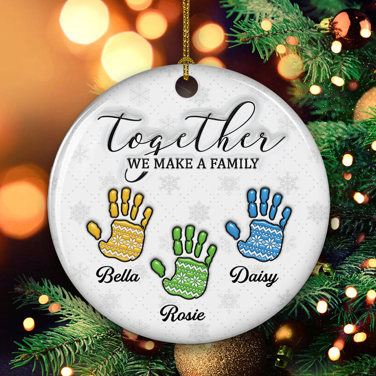 Together We Make A Family - Personalized Custom 3D Inflated Effect Ceramic Ornament