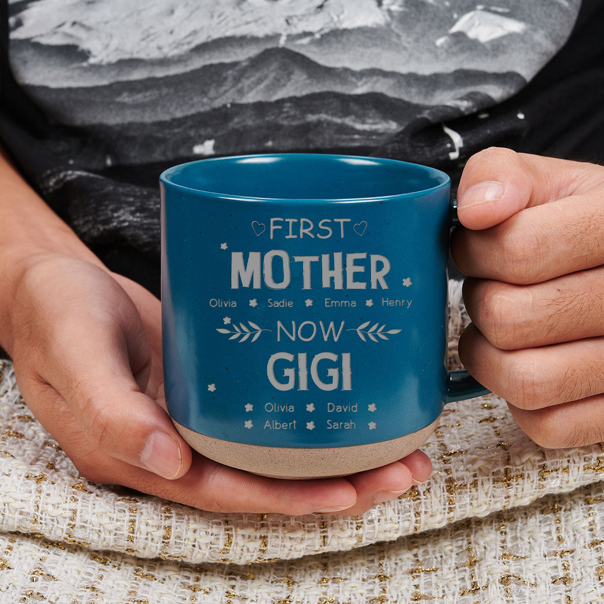 First Mom Now Grandma - Personalized Custom Engraved Pottery Mug