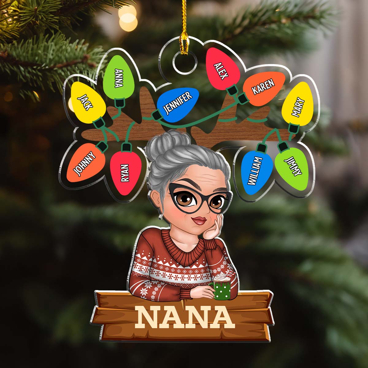 Grandma And Kids Christmas - Personalized Custom Acrylic Ornament