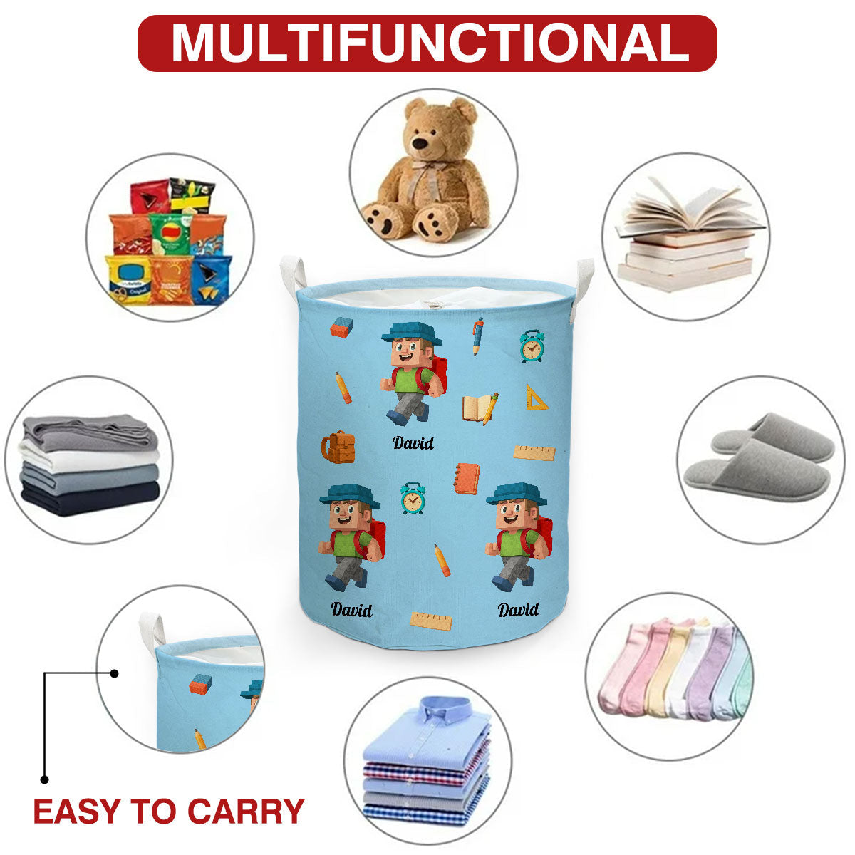 School Time - Personalized Custom Laundry Basket