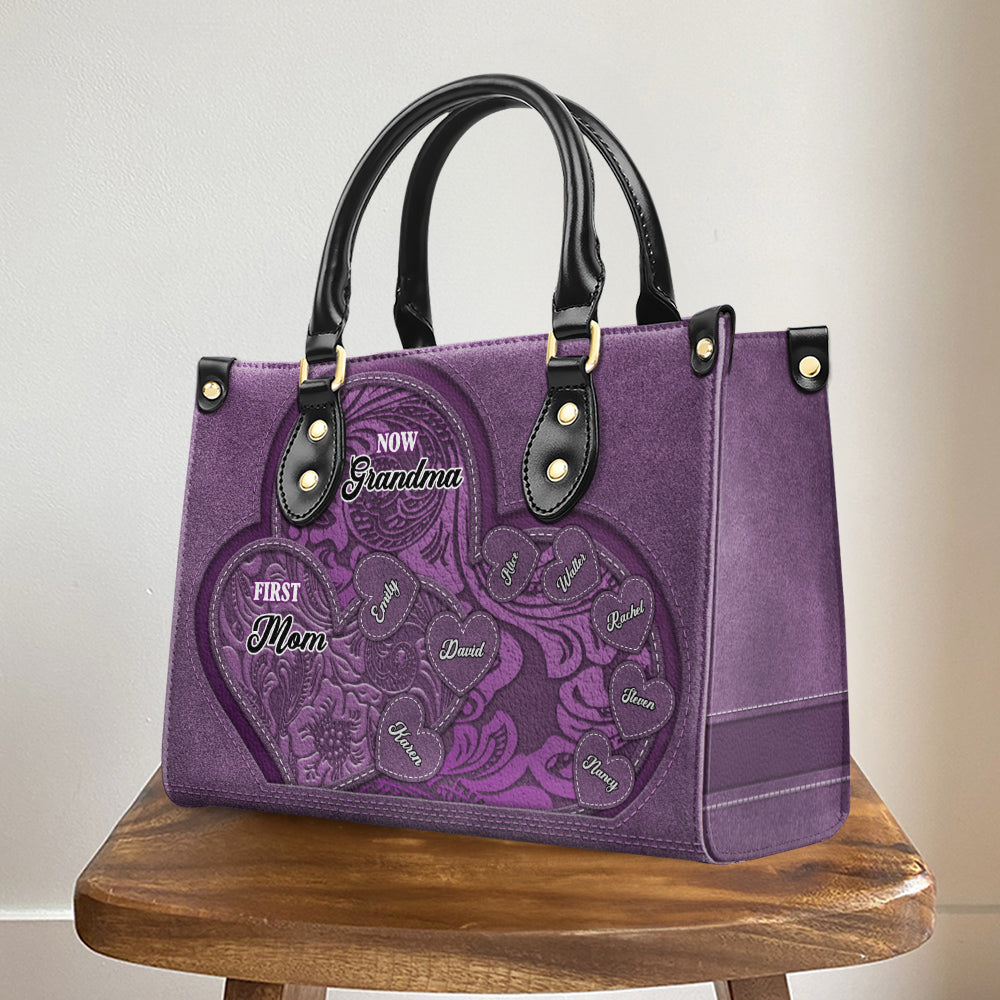 First Mom Now Grandma - Personalized Custom Leather Bag