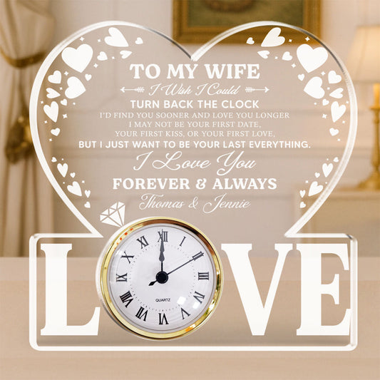 Forever And Always - Personalized Custom Acrylic Desk Clock Plaque