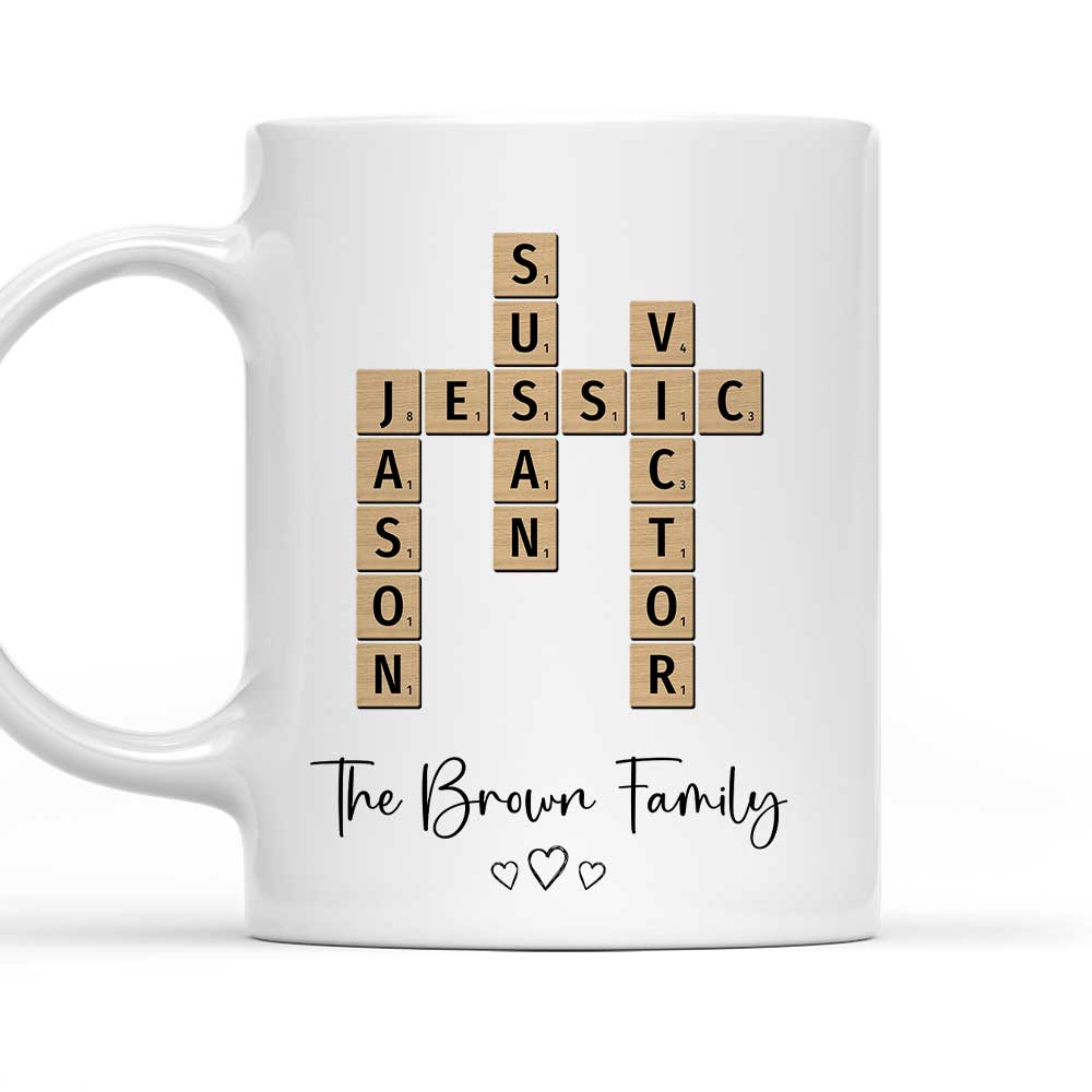 Family Crossword Puzzle Art - Personalized Custom Coffee Mug