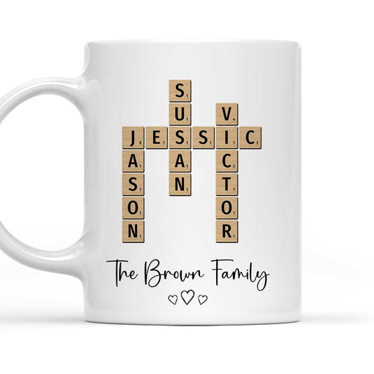 Family Crossword Puzzle Art - Personalized Custom Coffee Mug