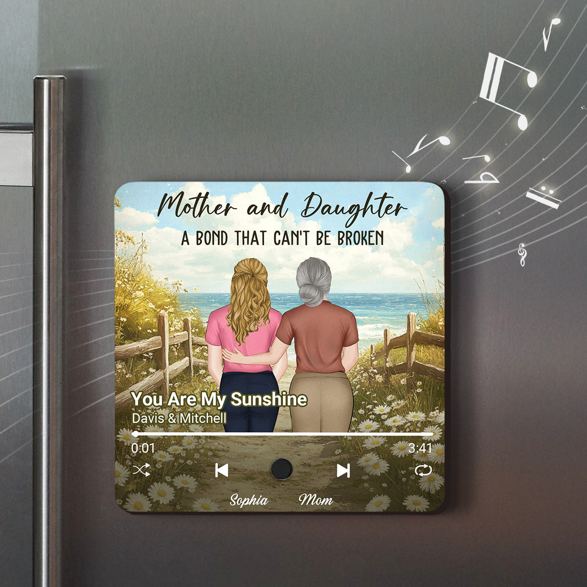 Mother And Daughter - Personalized Custom Music Fridge Magnet
